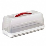 Curver Chef at Home Cake Storage - Rectangle Clear/ White Base/ Red Handle