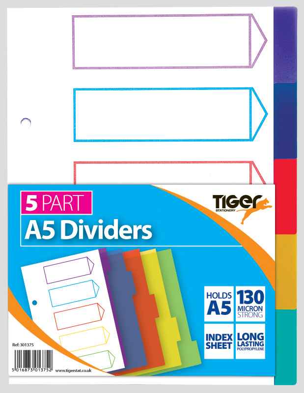 A5 5 Part PP Dividers