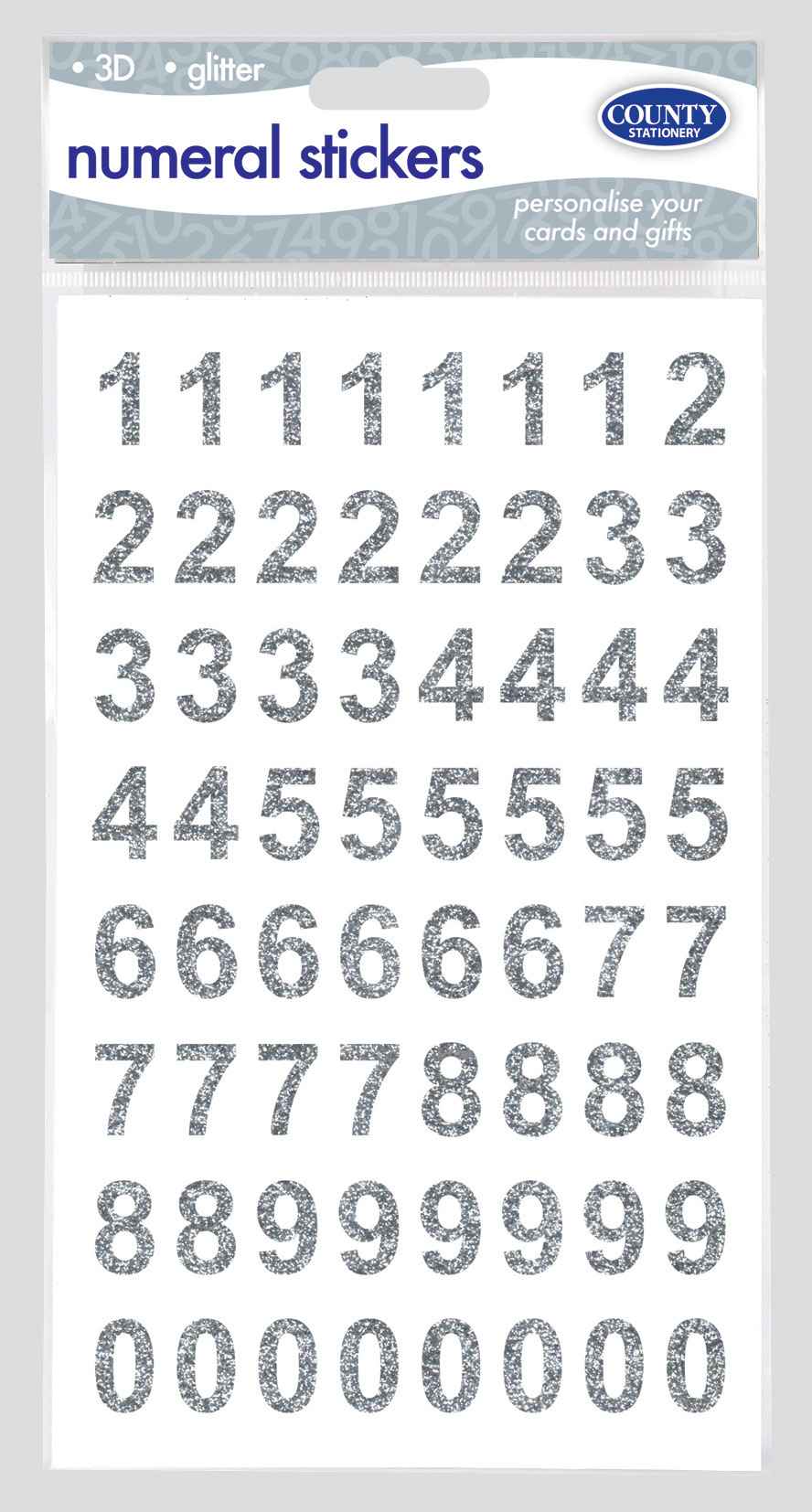 SILVER Numeral Stickers