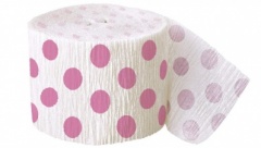 HOT PINK DOTS CREPE STRMR 30FT