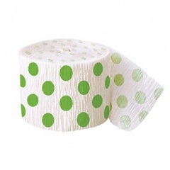 LIME GRN DOTS CREPE STRMR 30FT