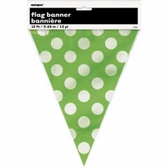 LIME GREEN DOTS FLG BNNR-12FT