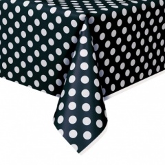 BLACK DOTS TABLE COVER 54''X108''