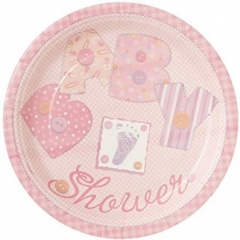 8  7'' PLATES - BABY STITCHING PINK