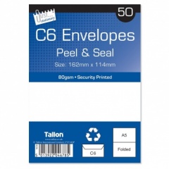 50 C6 White peal & seal Envelopes