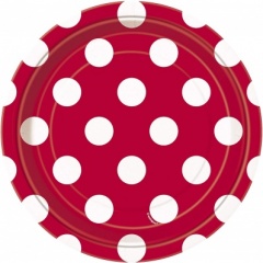 8 Ruby Red Dots 7'' Plate