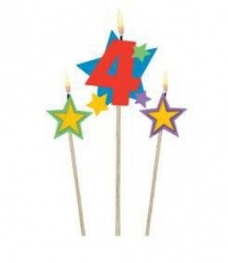 Candle Number ''4'' With Stars