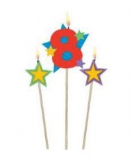 Candle Number ''8'' With Stars