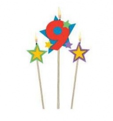 Candle Number ''9'' With Stars