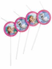 8 Frozen Medallion Flexi Drinking Straws