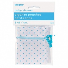 6 Organza Bag with Blue Dots