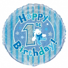 18'' Pkg 1st Bday Blu Prism Bln