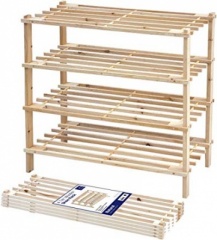 4 Tier Wooden Shoe Rack - Natural Colour