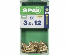 SPAX 3.5MM FLAT COUNTERSUNK POZI YELLOW IN RETAIL PACK 3.5 X 12MM 25PCS