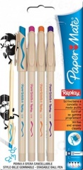 Paper Mate Replay Erasable Ball Pen Medium Tip 1.0mm - Assorted Colours - Pack of 4