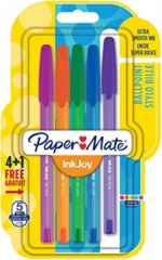 PaperMate InkJoy 100 CAP Capped Ball Pen with 1.0 mm Medium Tip - Assorted Fun Colours - Pack of 4 + 1