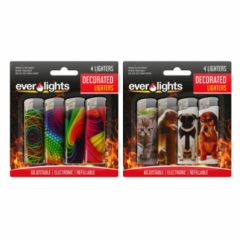 OTL Printed Elec Refillable Lighters 4pk (4x12)