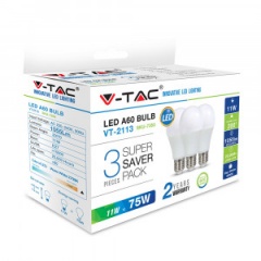 VT-2113 11W A60 LED PLASTIC BULB COLORCODE:2700K E27 3PC/PACK