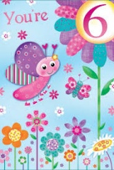 Simon Elvin Greeting Card You're 6 Today  Girl - pk 6