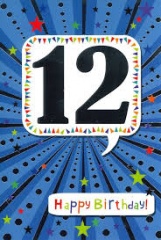 Simon Elvin Greeting Card Happy Birthday 12 Today  Boy - pk 6