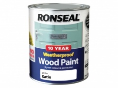 RONSEAL WHITE SATIN 10 YR WEATHERPROOF WOOD PAINT (2 IN 1 FORMULA) 750ML