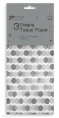 3PK FOILED TISSUE BIG SILVER SPOTS