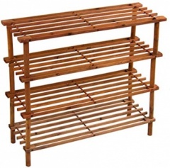 FOUR TIER WOODEN SHOE RACK 74CM X 67CM X 26.5CM