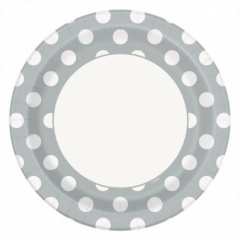 8 SILVER DOTED 9'' PLATE