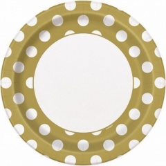 8 GOLD DOTED 9'' PLATE