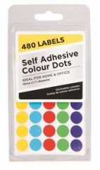 ADHESIVE COLOUR DOTS 480PK