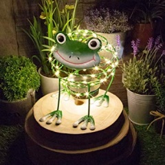 Solar Wire Frog with 62 Micro LED and 4D Moving Effect Garden Decoration, Green