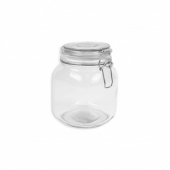 Glass Clip Top Jar 1 Ltr. Square