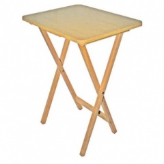 TV Table - Natural 38.5 x 48.5 x 65cm Rubberwood Legs - MDF Top