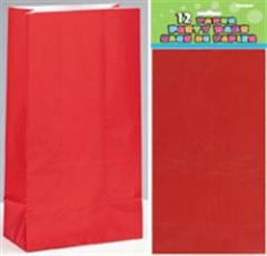 12 PAPER PARTY BAGS -RUBY RED