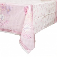 Baby Pink Stitching Plastic Tablecover