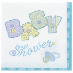 16 Baby Blue Stitching Lunch Napkins