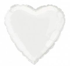 18'' PKG Heart White Foil Balloon