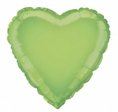 18'' PKG Heart Lime Green Foil Balloon