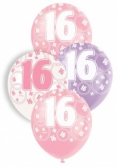 6 12'' Pink Glitz Balloons -16