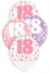 6 12'' Pink Glitz Balloons -18