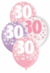 6 12'' Pink Glitz Balloons -30