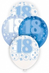 6 12'' Blue Glitz Balloons -18