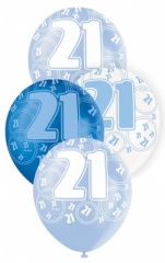 6 12'' Blue Glitz Balloons -21