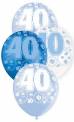 6 12'' Blue Glitz Balloons -40