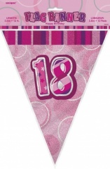 Pink Glitz 18 Flag Banner 12ft