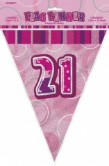 Pink Glitz 21 Flag Banner 12ft