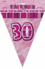 Pink Glitz 30 Flag Banner 12ft