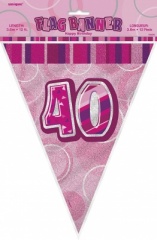 Pink Glitz 40 Flag Banner 12ft