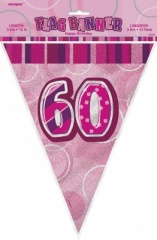 Pink Glitz 60 Flag Banner 12ft