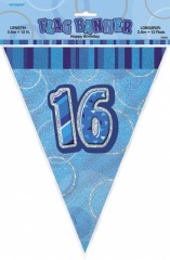 Blue Glitz 16 Flag Banner 12ft